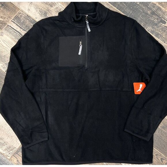 New Puma 1/4‎ Zip Micro Fleece PMA8013 Black Men's Size XL - Picture 1 of 6